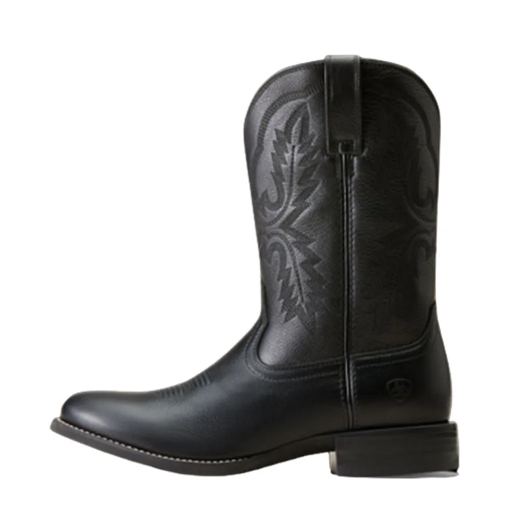 10046870 Ariat Men's Sport Stratten Western Boot - Black Deertan