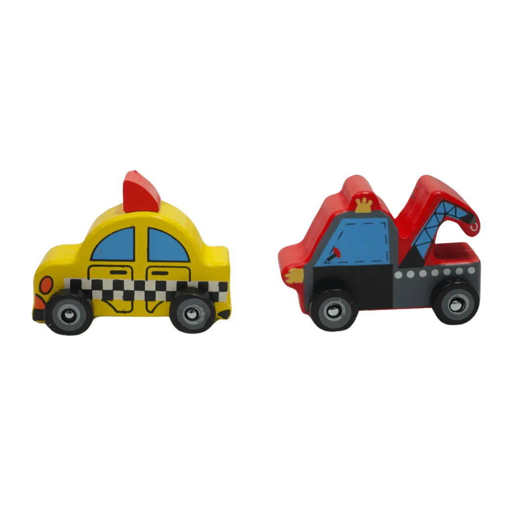 5 Cute Medium Wooden Cars for Kids Age 3 (Random design will be send)