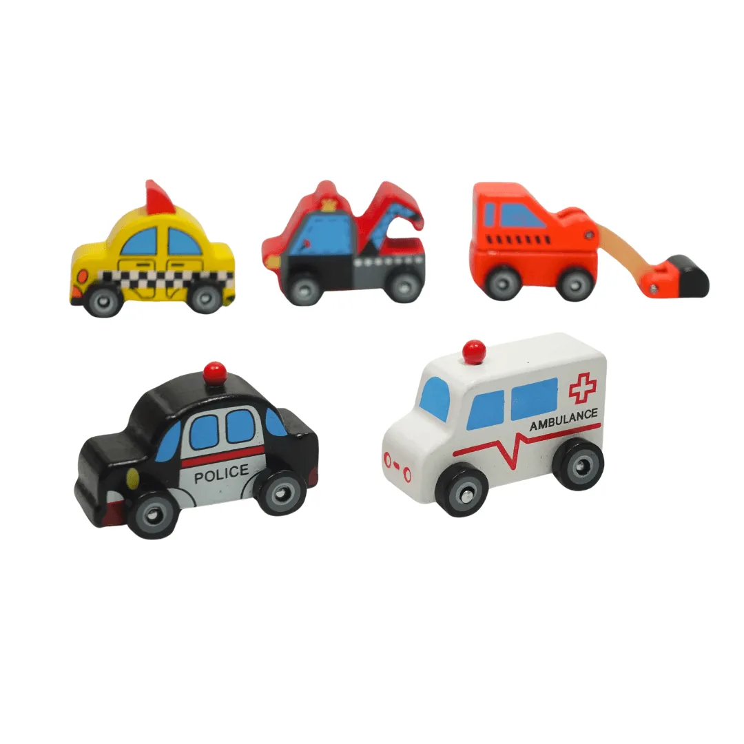 5 Cute Medium Wooden Cars for Kids Age 3 (Random design will be send)