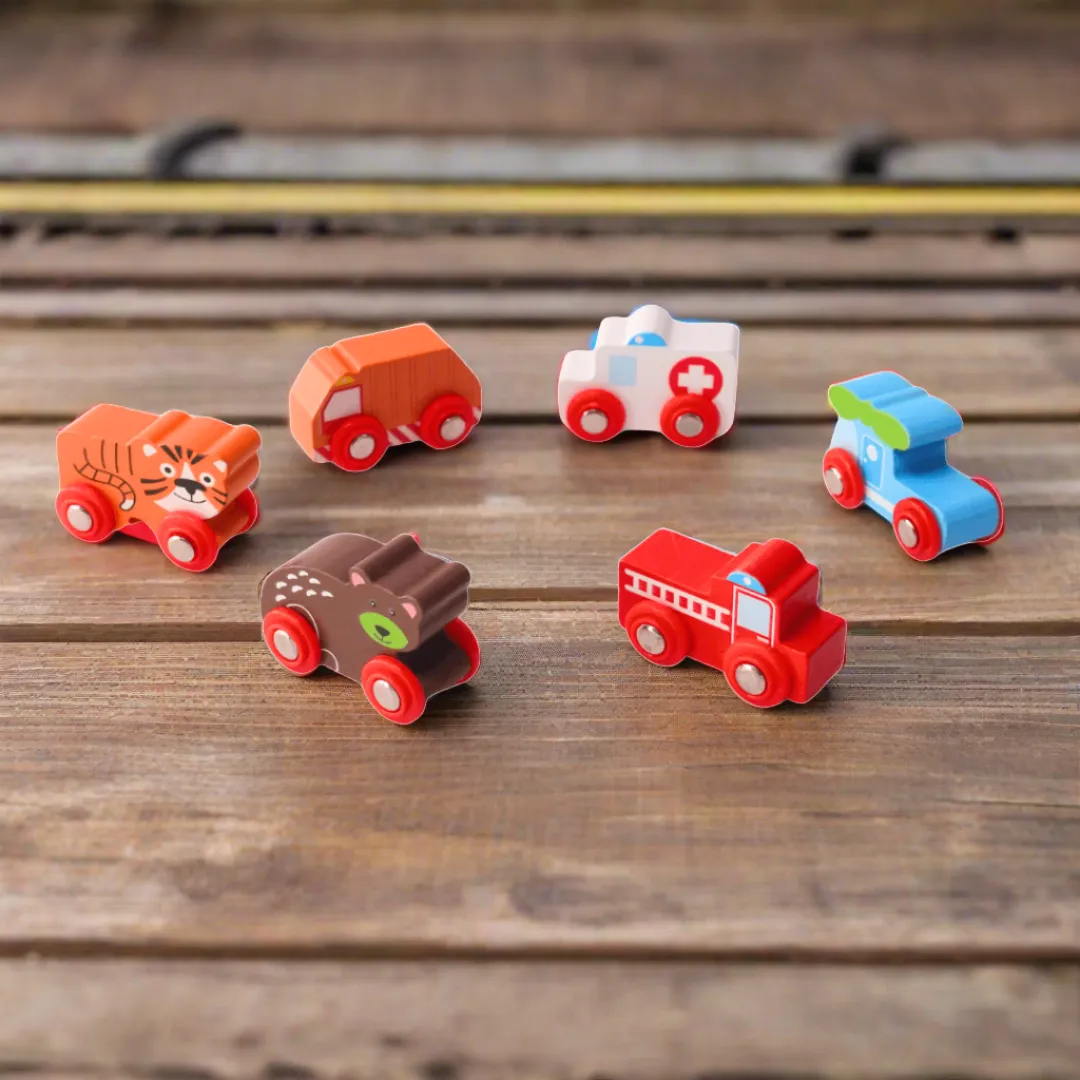 6 Cute Small Wooden Cars for Kids Age 3 (Random design will be send)