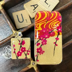 A Scrabble Tile Pendant and Teeny Tiny Tin Golden Blossom Pink