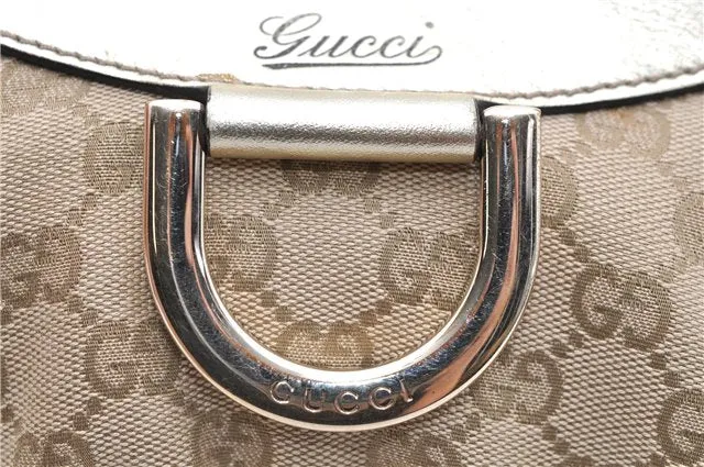 Auth GUCCI Abbey Shoulder Hand Bag GG Canvas Leather 190525 Beige Gold 8135C