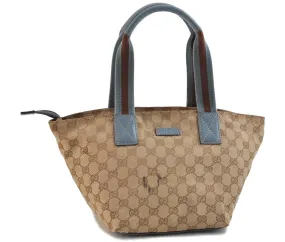 Auth GUCCI Sherry Line Shoulder Hand Bag GG Canvas Leather 131228 Beige 8660C