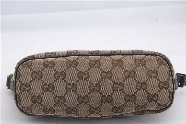 Auth GUCCI Web Sherry Line Hand Bag Pouch GG Canvas Leather 141809 Brown 4352D