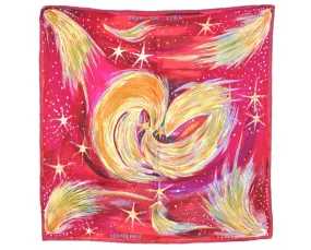 Auth HERMES Petit Carre 40 Scarf Handkerchief "FEUX DU CIEL" Silk Bordeaux 9559D