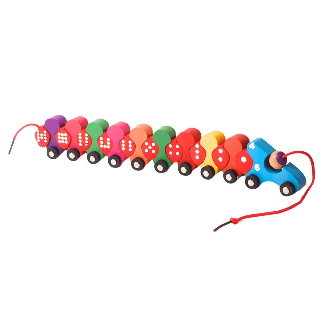 Caterpillar Wooden Digital Train Lacing Toy for kids Age 3 