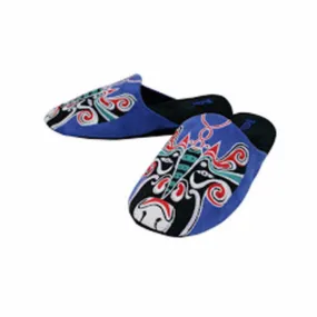 Chinese Opera Man Slippers By Betta, Blue Panguan