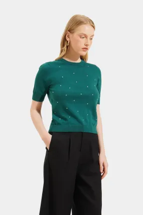 Flat Knit Tee With Embellishments