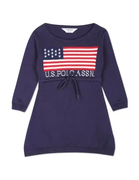 Girls Patterned Knit Cotton Sweater Dress