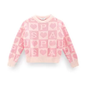 Girls Patterned Knit Sweatshirt