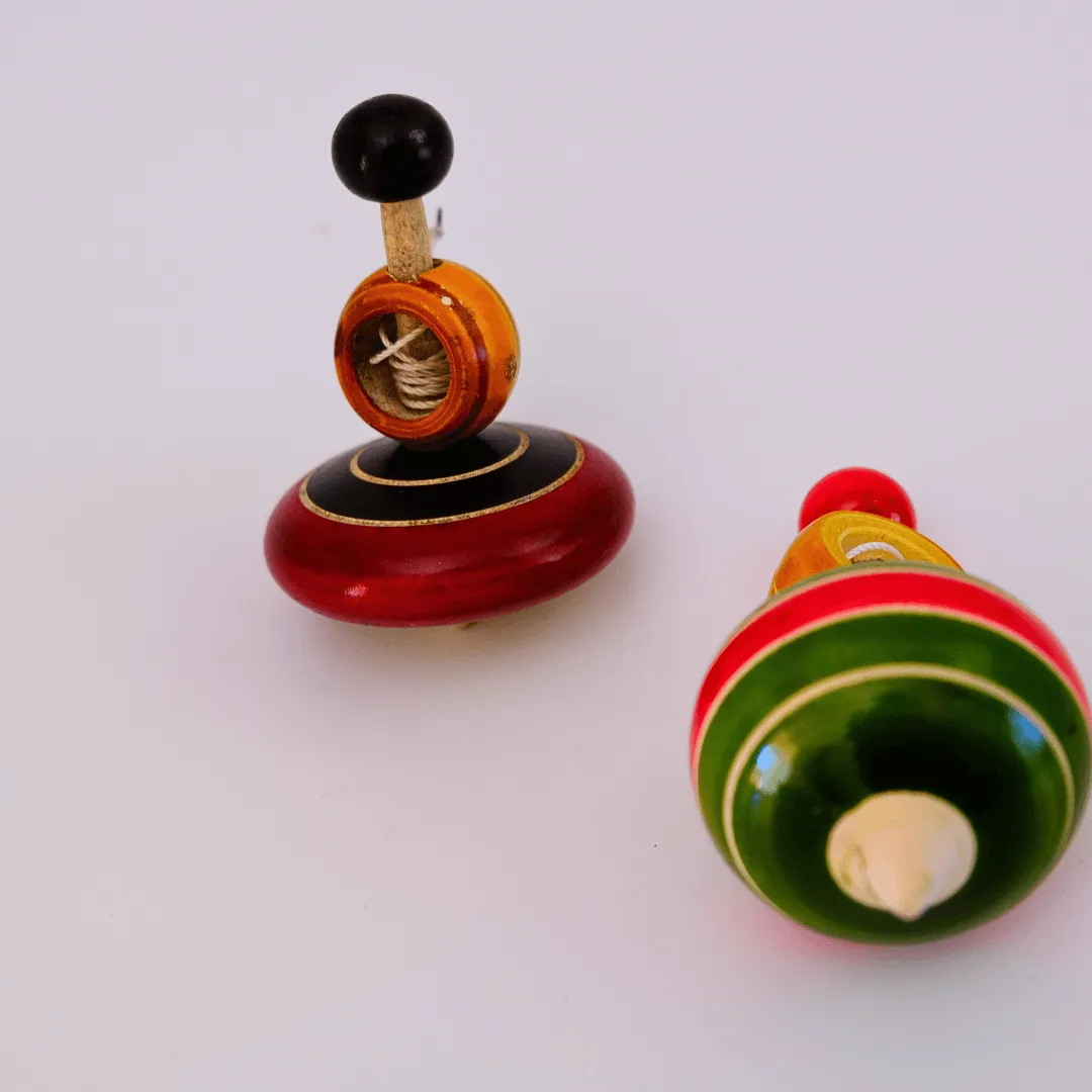 Hand made Small Wooden Spinning Tops-1 Piece (Random colour will be send)