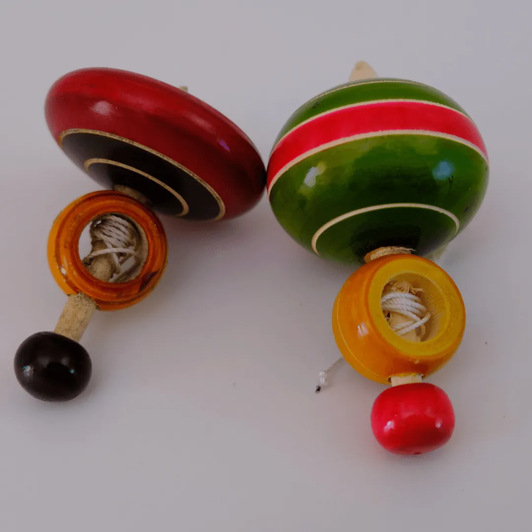 Hand made Small Wooden Spinning Tops-1 Piece (Random colour will be send)