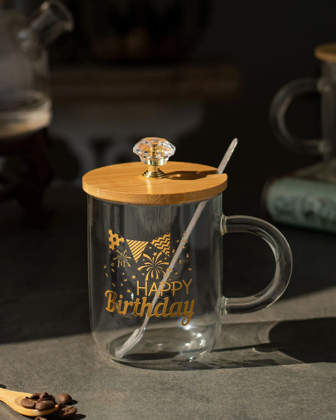 'Happy Birthday' Clear Coffee/Milk Mug