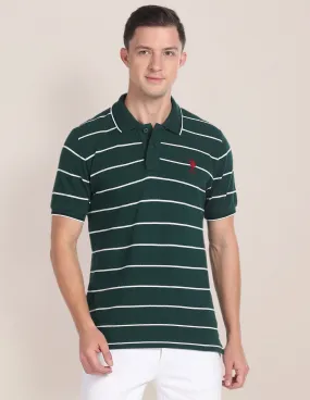 Horizontal Stripe Cotton Polo Shirt