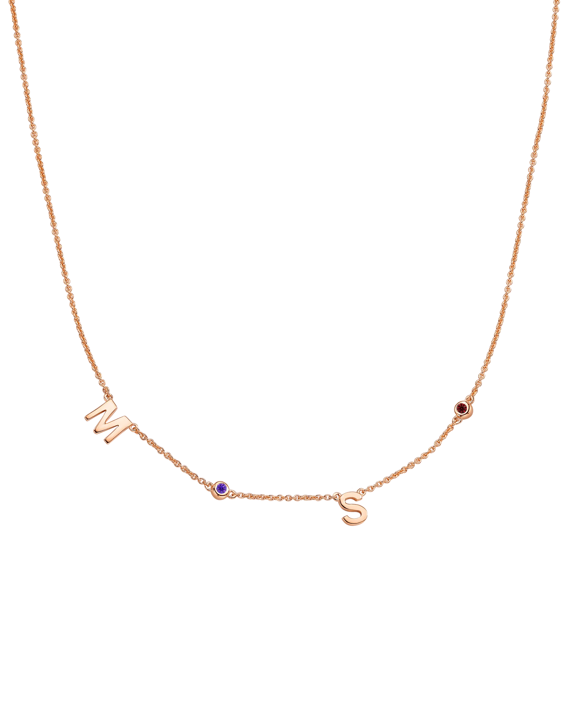 Initial Birthstone Necklace - 18K Rose Vermeil