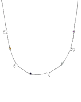 Initial Birthstone Necklace - 925 Sterling Silver