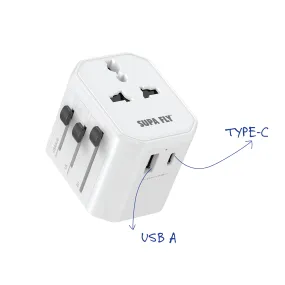 International Travel Adapter Plug UK USA & AUS | Type-C & USB-A | Supa Fly