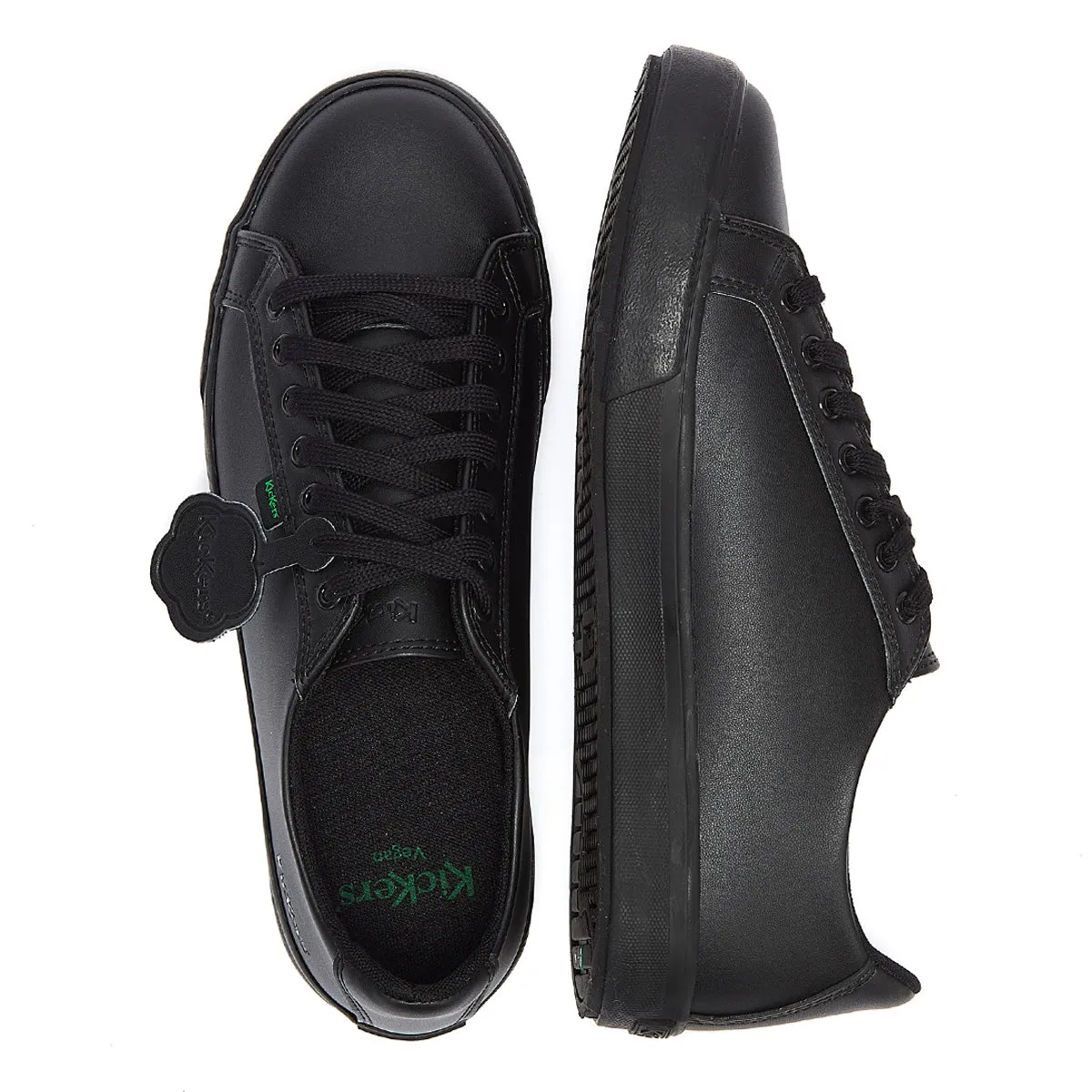 Kickers Junior Black Leather Tovni Lacer Trainers