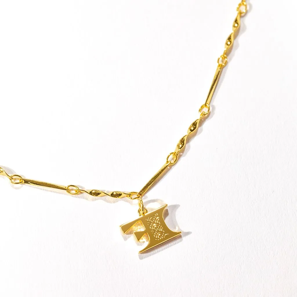 Letter Necklace (F) - Gold