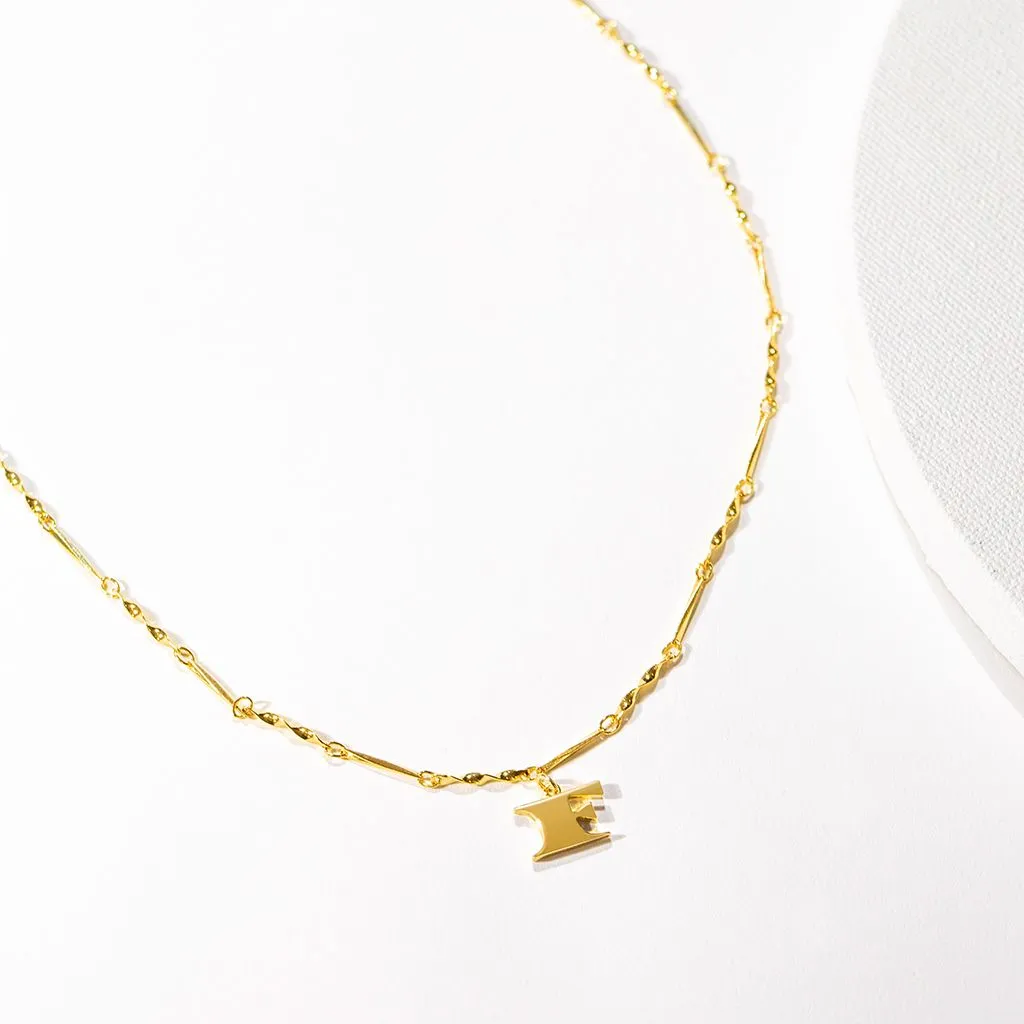 Letter Necklace (F) - Gold