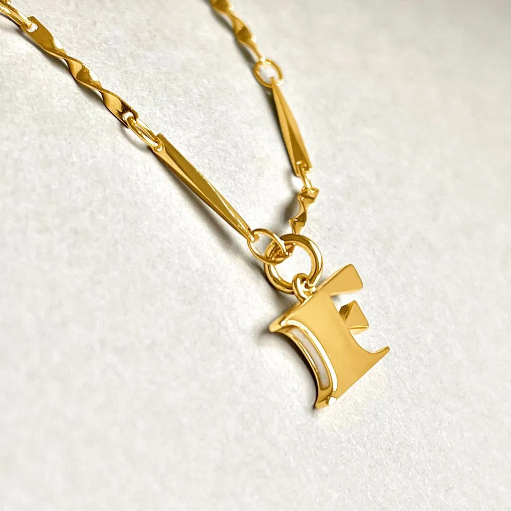 Letter Necklace (F) - Gold