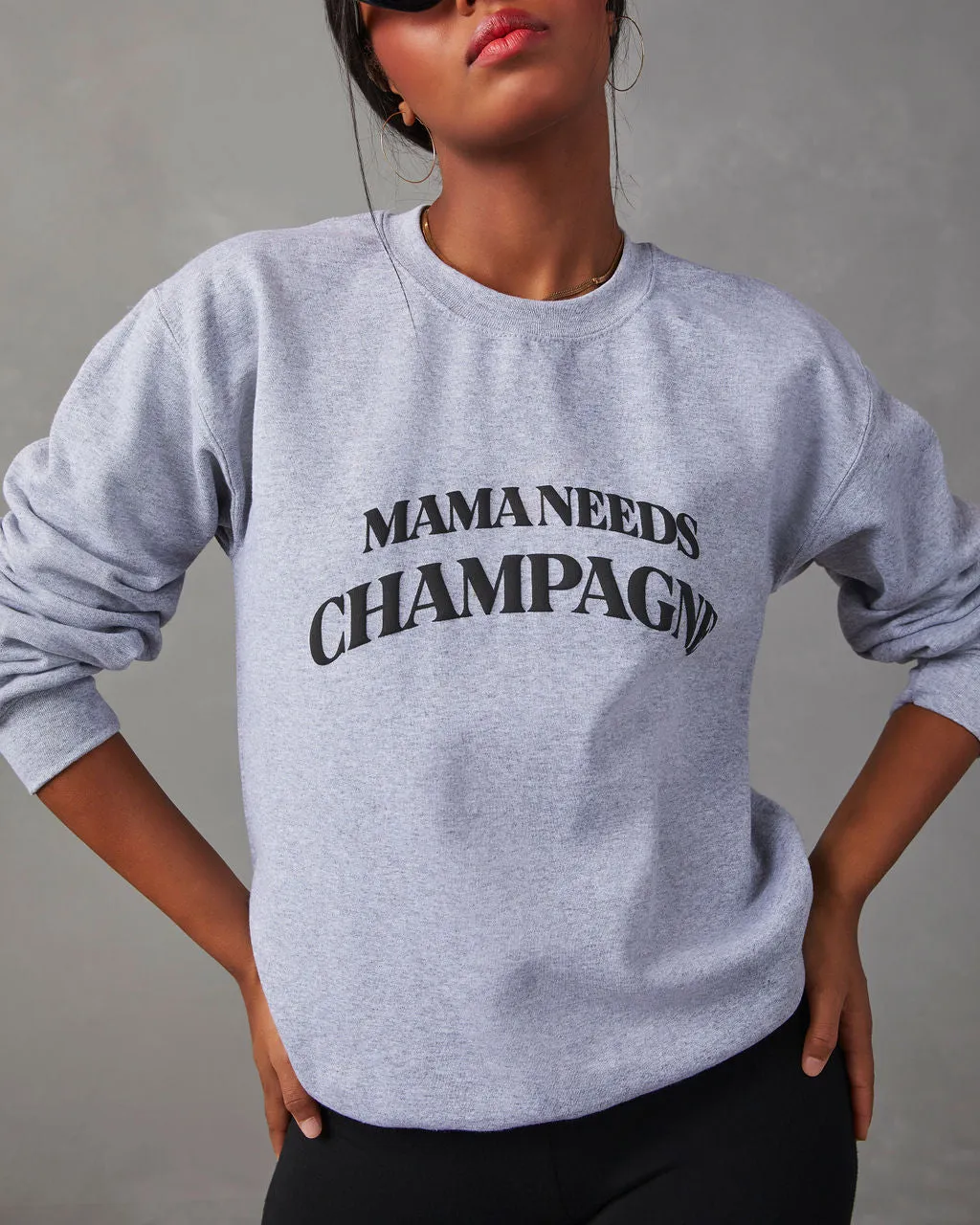 Mama Needs Champagne Graphic Sweatshirt