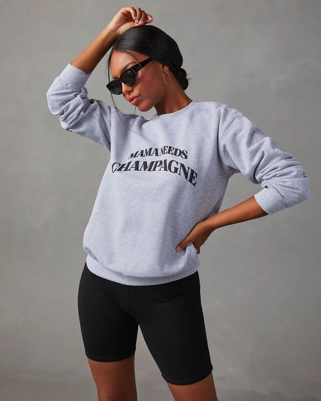 Mama Needs Champagne Graphic Sweatshirt