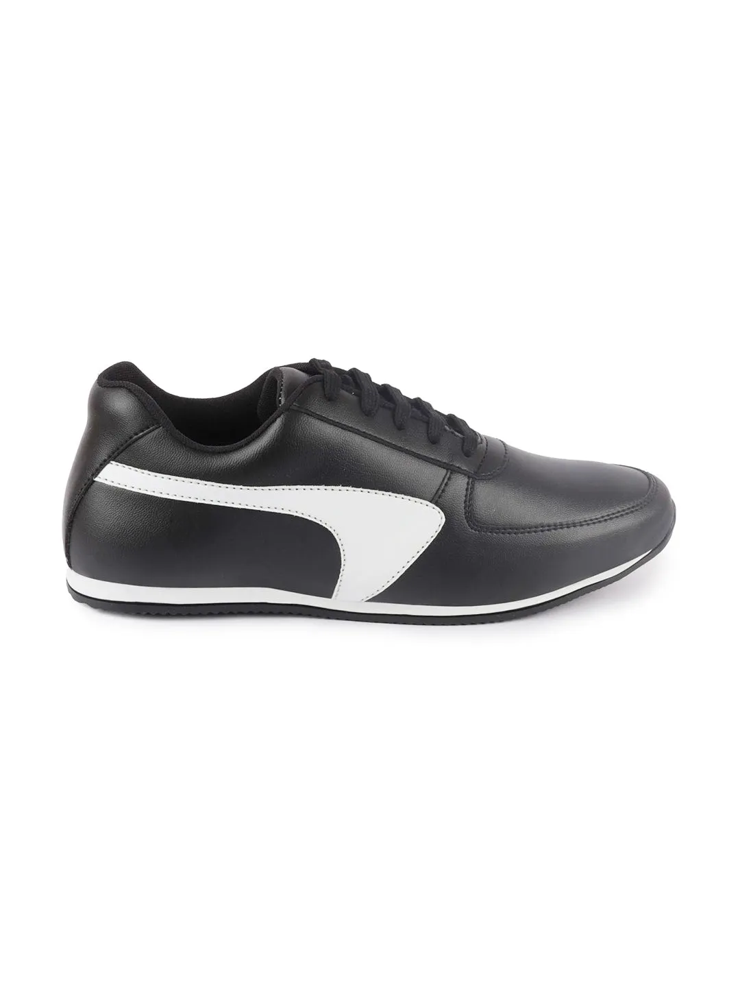 Men Black Trendy Lace Up Sneakers