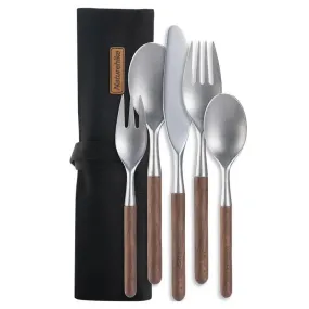 Naturehike Outdoor Stainless Steel Wooden Knife Fork Spoon Dinnerware Set