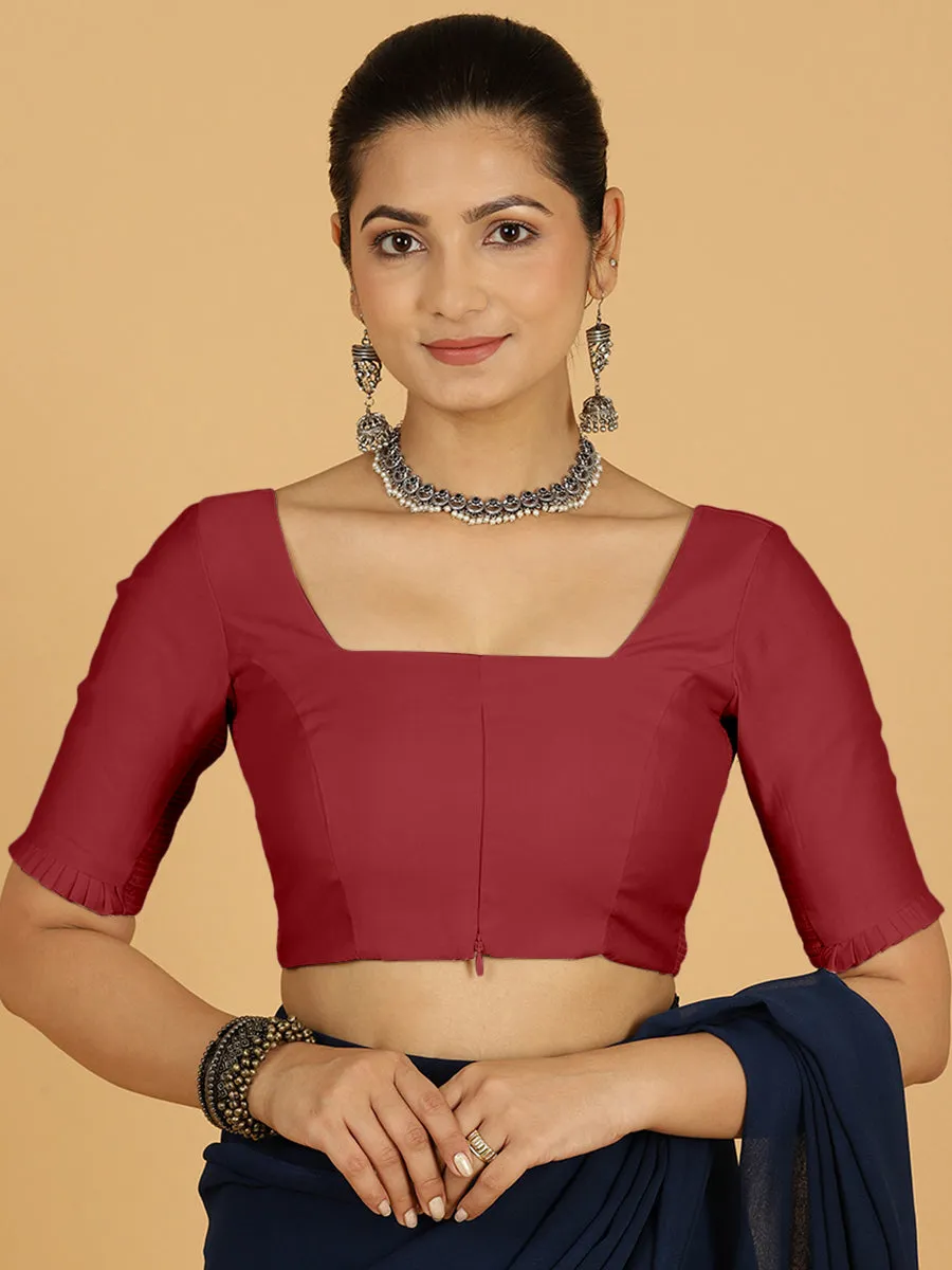 Nihira x Rozaana | Elbow Sleeves Saree Blouse in Scarlet Red