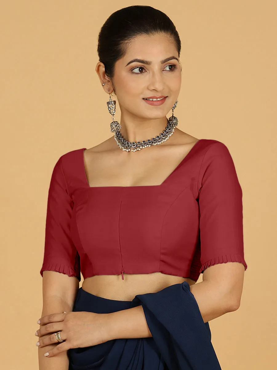 Nihira x Rozaana | Elbow Sleeves Saree Blouse in Scarlet Red