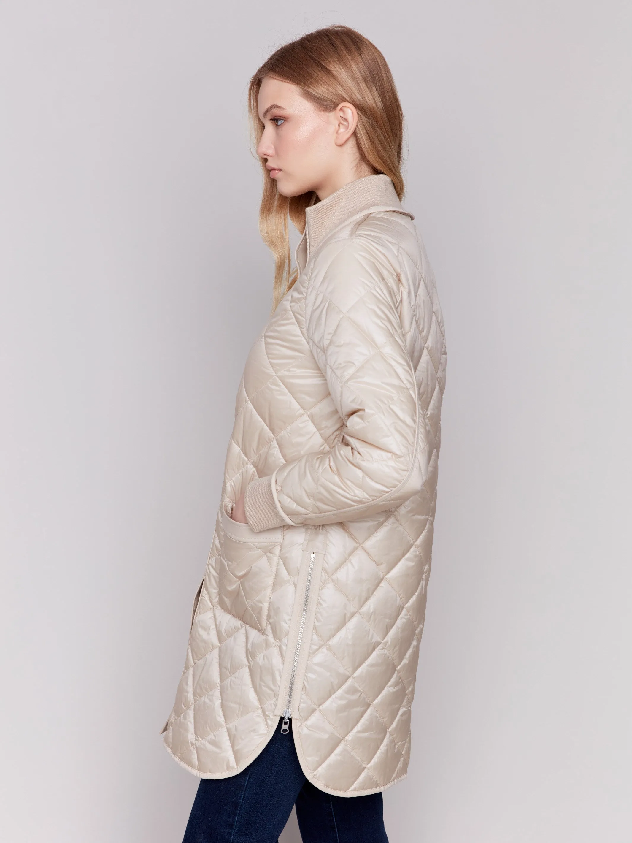 Reversible Quilted Puffer Jacket - Champagne