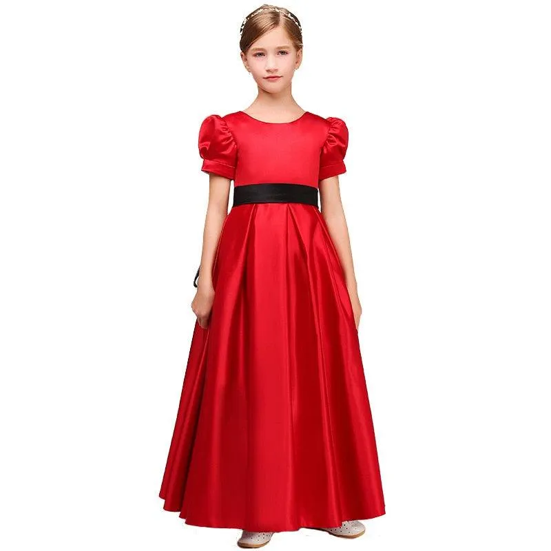 Satin Vintage Flower Girl Dresses / Communion / Birthday Party Dress