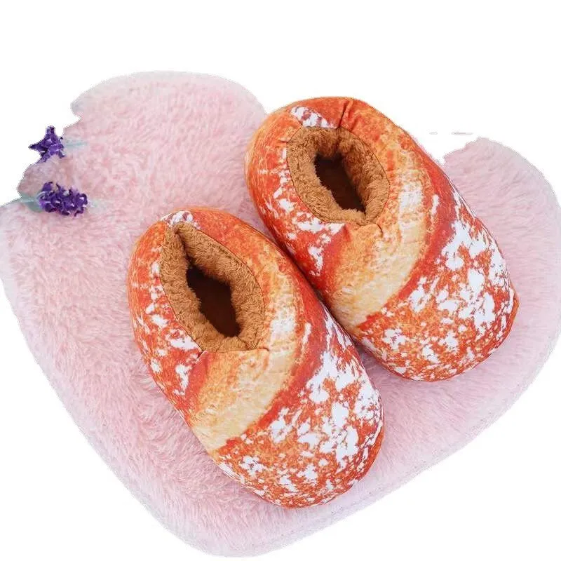 Toast Bread Winter Cotton Slippers for Adults